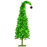 Christabelle 7.5ft Christmas Gremlin Tree Curved Top Red Bauble Green White LED Lights 112_HZG75