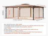 Gazebo Netting Replacement, Fit Most 10 x 12 x 7 FT Gazebo Curtain, Outdoor Garden Net, 4-Panel V952-LTWZDL10FT12PTRC2V0