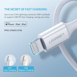 UGREEN 10493 Type-C to MFI iPhone M/M Cable Rubber Shell 1M White V28-ACBUGN10493
