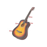 38" Full Size Acoustic Guitar Beginner Wooden Guitar for Adults & Teens V63-953381