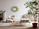 24 Inch Summer Spring Ivory Flowers Wreath for Front Door, Everyday Lamb Ears Leaves Wreath with V1258-DP02-C-2642