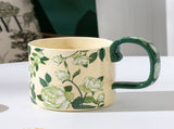 2X High-Fired Ceramic Porcelain Mug Set with Lid 400ml Vintage Floral Tea Spoon GREEN V274-HA-LA-P0024826-MUT