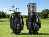 Everfit Golf Cart Bag Rolling Buggy Club Organiser Synthetic Leather Black GOLF-B-BAG-CART-BK