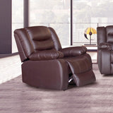 Single Seater Recliner Sofa Chair In Faux Leather Lounge Couch Armchair in Brown V43-REC-FAN1RBR