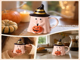 Halloween Handshake Pumpkin Mug Lid, Festive Beverage Cup, Spill Resistant Cozy Design, Perfect V1192-AZ-W-24652