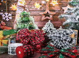 Christmas Buffalo Plaid Ribbon Wired Edge 5 Yard Plaid Burlap Ribbon Christmas Checked Burlap Ribbon V1369-AZ3-W-12449