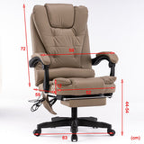 8 Point Massage Chair Executive Office Computer Seat Footrest Recliner Pu Leather Beige V255-806-BEIGE