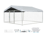 Outdoor Dog Kennel, 2 x 2 x 1.6 m Large Dog Kennel with Secure Lock, Outside Dogs Enclosures with V952-DXHWQSYS6565NAQH5002V0