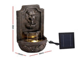 Gardeon Solar Fountain Water Feature Lion Head Wall Fountain 67cm Brown FOUNT-WALL-LION-BR
