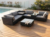 7PC Outdoor Wicker Loveseat Setting with Storage Corner V264-OTF-530S-BLK-OTF-508-BLK