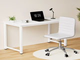 Artiss Computer Desk 120cm Executive Office Chairs Set PU Leather Low Back White MET-DESK-120-REPL-WH
