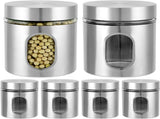 6 Pack 20 oz Stainless Steel Glass Kitchen Canisters Set, Airtight Food Storage Containers with V1258-DP02-C-2175