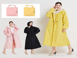 Size L Pink Women's Chic Lightweight Waterproof Raincoat - Long Hooded Packable Rain Jacket with V888-ELOSUNG32625