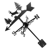 Wrought Iron Deer Weathervane Roof Mount Outdoor Yard Decor with Accurate Wind Direction V1370-AZ4-14824