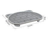 Grey Elevated Cat Litter Trapping Mat - Dual-Layer Scatter Control Tray with Grate V888-ELOSUNG33926