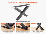 Table Legs, 750 x 600 mm Steel Furniture Legs, Modular Design, Easy Assembly, 1000 kg Max V952-ZTCFKXX2824IDAGR1001V0