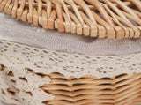 Wicker Picnic Basket with Removable Liner Empty Picnic Hamper Basket with Lid and Handle for Easter V1294-YM0901-3111250051113