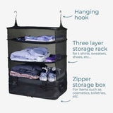 Hanging Closet Organizer, Foldable Storage Shelves with Hanging Hooks and Breathable Mesh, Space V1366-AZ2-W-23453