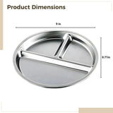 4PCS Stainless Steel Divided Plates, 3 Sections Dinner Plates, Round Portion Control Plate for Home V1369-AZ3-W-08964
