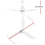 Devanti 52'' Ceiling Fan DC Motor LED Light Remote Control - White CF-B-52-312W-WH