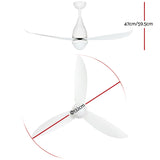 Devanti 52'' Ceiling Fan DC Motor LED Light Remote Control - White CF-B-52-312W-WH