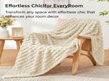 Updated Grey Throw Blanket for Couch and Bed- Super Soft and Warm 3D Checkered Fluffy Fuzzy Fleece V1107-114-55048-BEG3
