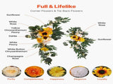 Yellow Artificial Wedding Arch Flower Kit with Sheer - 2 Floral Arrangements & 1 V767-VVR-HLGMHTJ3JTHS78U39V0