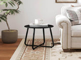 Outdoor Metal Side Table Rust-Resistant Patio Small Round End Table, Accent Coffee Table for V1338-WAK0050