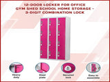12-Door Locker for Office Gym Shed School Home Storage - 3-Digit Combination Lock V63-838911