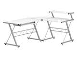 Artiss Computer Desk L-Shape Keyboard Tray Shelf White MET-DESK-117-WH