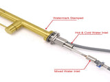 Brushed Gold Round Pull Out 2 Modes Spray Spout Kitchen Sink Tap Laundry Mixer V1233-KRD512BG