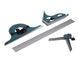1x Stainless Steel Universal Bevel 180 Degree Angle Combination Square Protractor Ruler Set V1294-YM0901-JYB00825