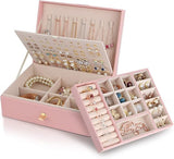 Jewelry Box for Storing Necklaces, Earrings, Bracelets and Rings, Large PU Leather with 3 Layers V1237-ZY-203-2994