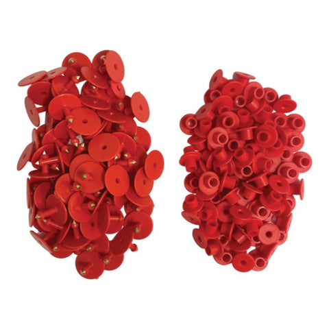 100x Cattle Ear Tags Set - Round Red Blank Pig Sheep Goat Cow Livestock Label V238-SUPDZ-39973700796496