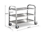 Cefito 3-Tier Stainless Steel Kitchen Trolley with Wheels 89X50X83cm SSKB-201S-3TWHEEL-29