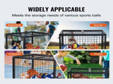 Rolling Sports Ball Storage Cart, Basketball Cage with Double Lids, Sport Equipment Holder Organizer V952-QL363026YCTJW44KTV0