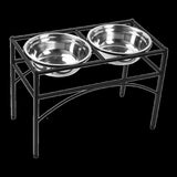 Dual Elevated Raised Pet Dog Puppy Feeder Bowl Stainless Steel Food Water Stand V63-827551