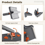 Wall Mop with 80" Long Handle, 2-in-1 Triangle and Rectangle Cleaning Head with Squeegee, V1369-AZ3-W-08830