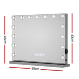 Embellir Bluetooth Makeup Mirror 58x46cm Hollywood Vanity with LED Light Wall MM-E-FRAMELS-5846-GS-BT