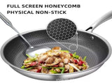 Stainless Steel Non-Stick Frying Pan 26CM Honeycomb Wok Skillet with Lid Induction Compatible V888-ELOSUNG41095