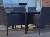 Outdoor Minimalist Black Wicker 6-Seater Dining Set V264-OTF-527S-BLK