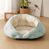 Semi-Enclosed Pet Bed with Plush Comfort and Anti-Slip Base Ideal for Cats and Small to Medium V1341-ZY-R2BJ25BQ-M-BLUE