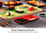 15PCS Dual Dipping Bowls, Melamine Soy Sauce Dishes, Sushi Sauce Dipping Plates, Divided Cups, 2 V1369-AZ3-W-08826