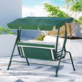 Gardeon Outdoor Swing Chair Garden Bench Furniture Canopy 3 Seater White Green GSC-BST-3S-GNWH