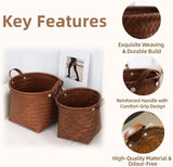 Woven Storage Baskets with Handles, Rattan Hamper Bin for Toys Laundry Blankets, Home Decor, Round, V1237-ZY00B0DGFQGJ9S