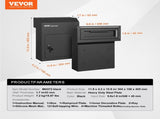 Through The Door Key Drop Box, Heavy Duty Steel Through the Door Mailbox with 1.8" 12" Key Lock, V952-CQXBX12616INYUG59V0