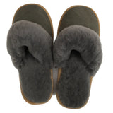 Sheepskin Wool Womens Slippers Scuffs Slip On Winter Ugg Slippers in Grey V563-BR-SHEEPSCUFFS-GRYFR-10