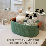 5-piece cotton rope storage basket set, cotton woven with leather handles, multiple sizes for V1232-MZBZSNK002
