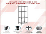 Modular Wire Storage 60x60cm Steel Shelving Black With Fixed Legs For Garage Warehouse Or Kitchen V63-841231