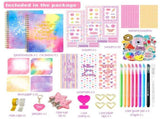 DIY Journal Set for Girls Scrapbook Kit Creative Diary Craft Gift Set with Stickers Pens Washi Tape V888-ELOSUNG54112